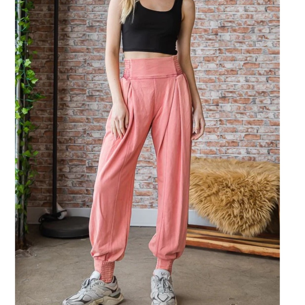 Oli & Hali Coral Pink High-Waist Track Joggers